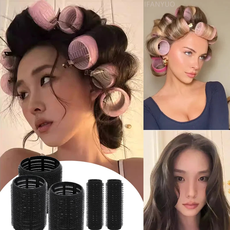 4-8pcs Hair Rollers Self Grip Hook Hair Curlers Roller Bangs Salon No Heat Volume Self-adhesive Hook Curlers Hair Styling Tools