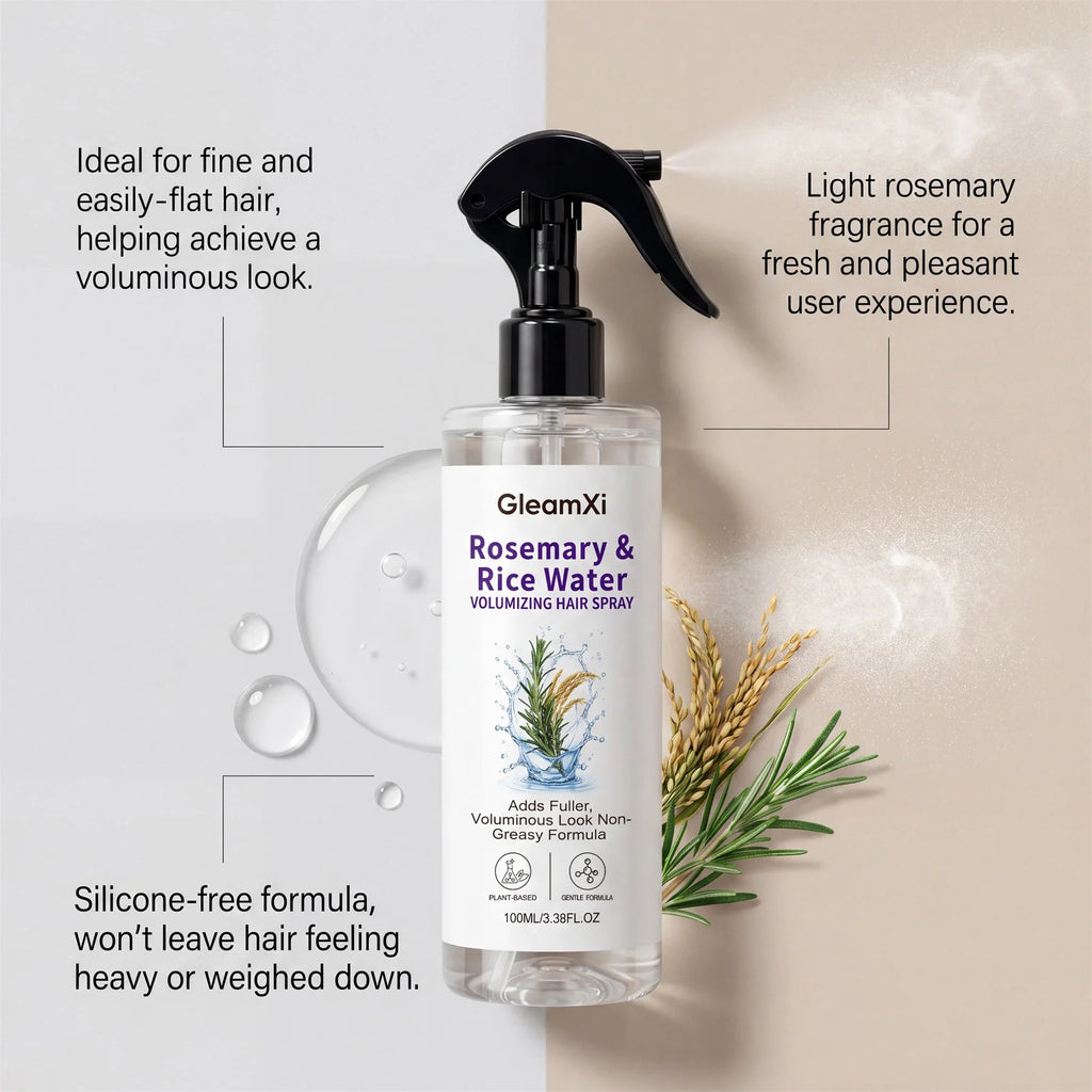 Rosemary Rice Water Hair Spray, Nourishes Roots & Ends, Leaves Hair Silky, Lightweight Texture, Long-Lasting Fresh Fragrance